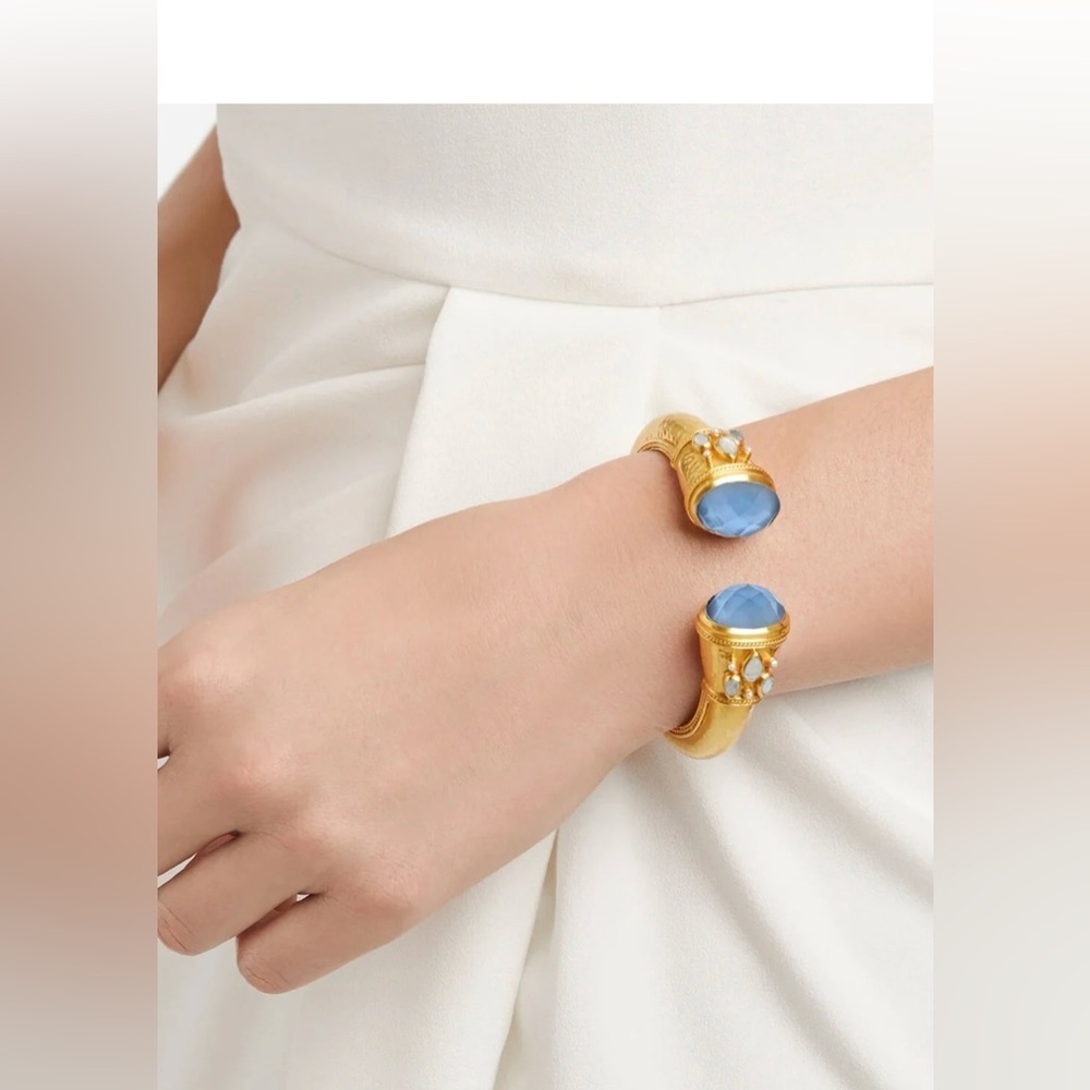 Julie Vos Iridescent Capri Blue Hinged Bangle Cuff Bracelet (retired design)
